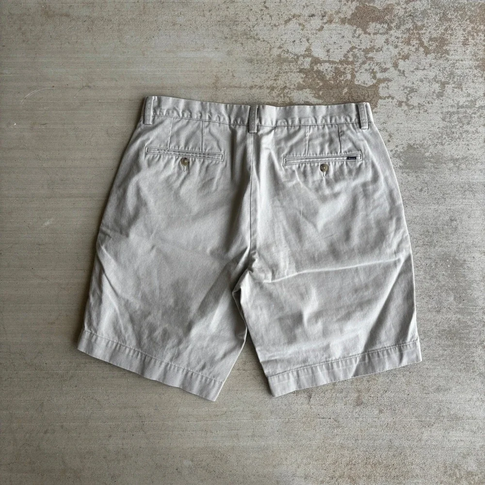 Polo Ralph Lauren Shorts Men 34 Classic Fit Chino Khaki Flat Front Beige Stretch